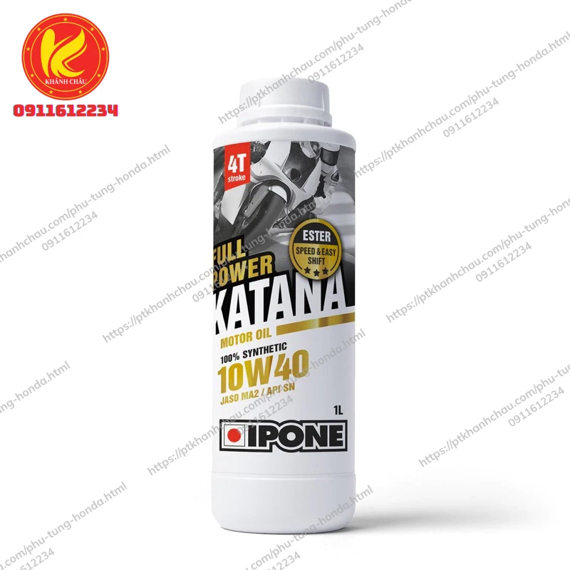 Nhớt tổng hợp IPONE Katana Full Power 10W40 1 LÍT cho xe số, xe côn tay nhập khẩu Pháp